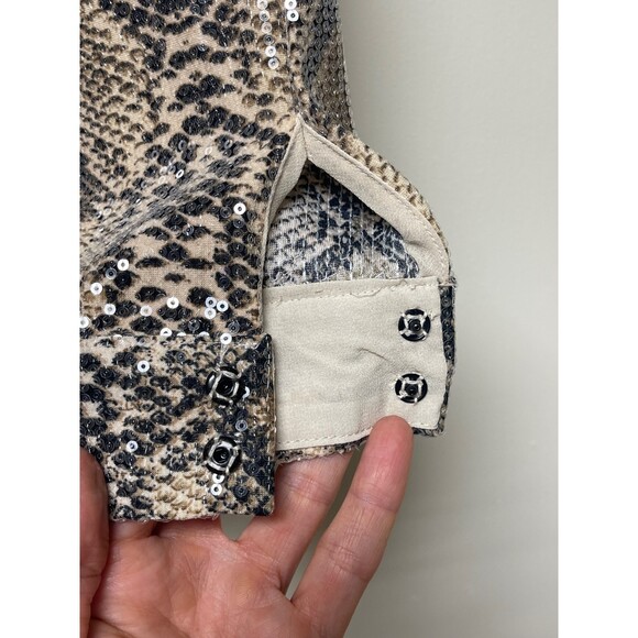 ENDLESS ROSE Embellished Python-Print Shirt in Brown, Sz M - Picture 4 of 8